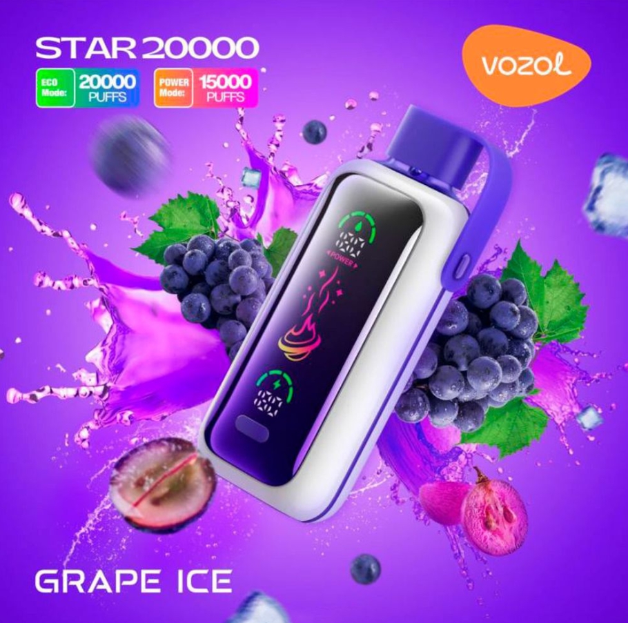 VOZOL STAR 20000 Puffs Vape - GRAPE ICE：Redefining Long-Lasting Flavor for New Zealand Vapers